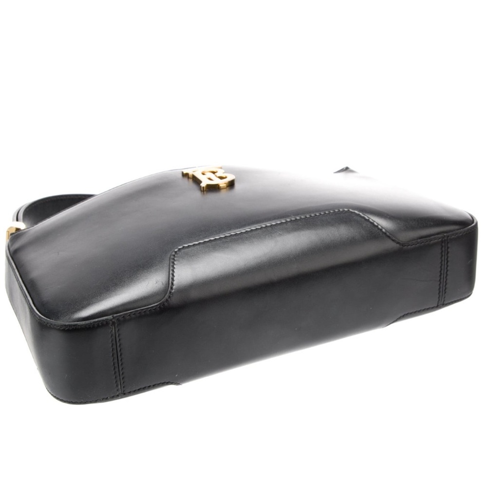 Burberry Black Leather TB Monogram Shoulder Bag Purse - Picture 4 of 14